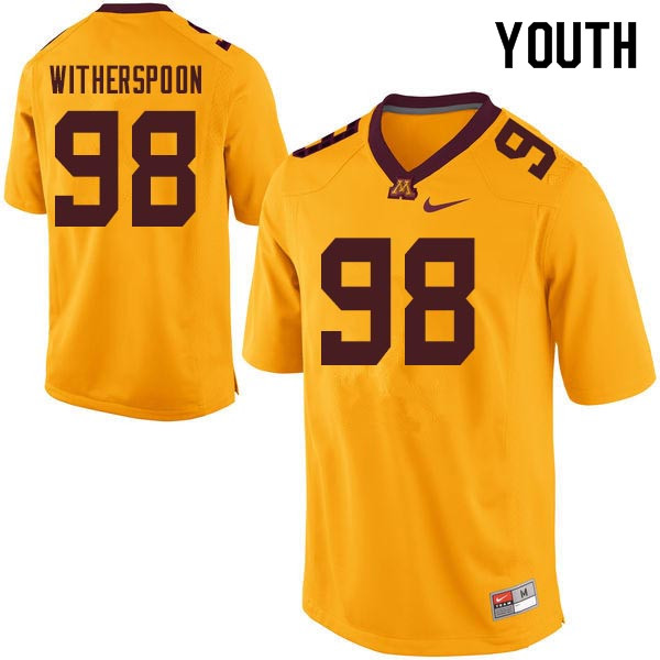 Youth #98 Clayton Witherspoon Minnesota Golden Gophers College Football Jerseys Sale-Gold - Click Image to Close